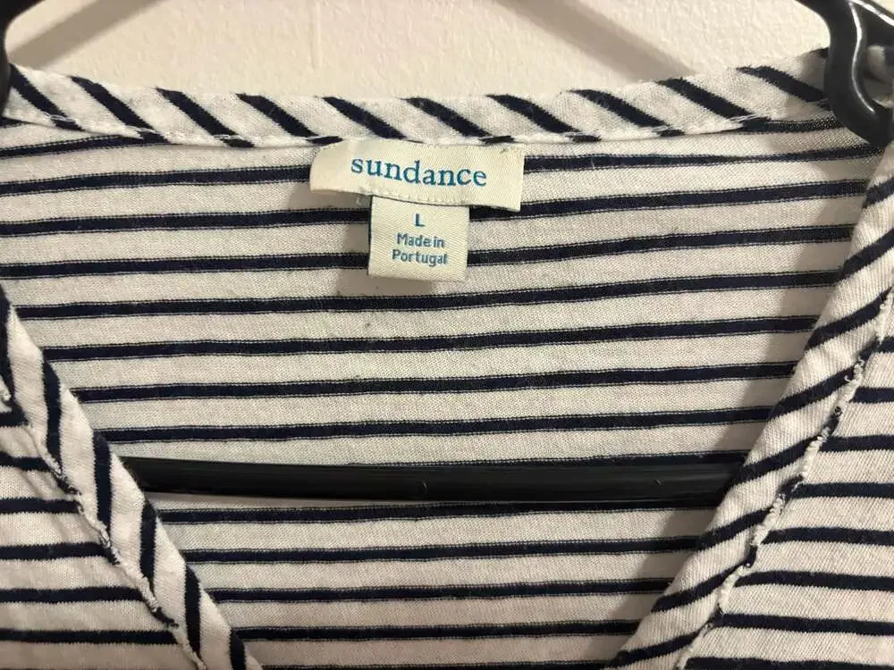 Sundance Striped Long Sleeve Henley Shirt Size L - Picture 3 of 5